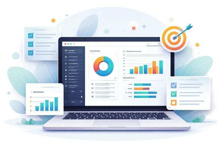 Zdjęcie laptopa z wykresami i danymi po wypełnionym teście predyspozycji